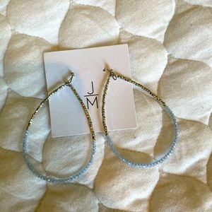Brand new J/M lightweight silver and light blue beaded earrings